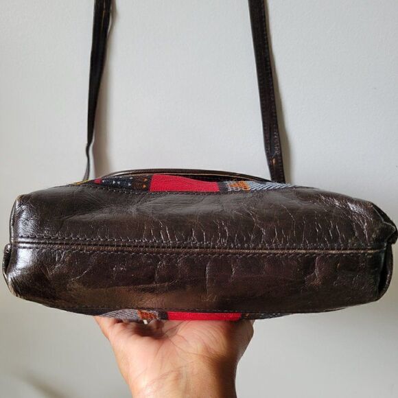 VINTAGE TRIBAL WOVEN AND GENUINE LEATHER CROSSBODY BAG - Picture 14 of 16